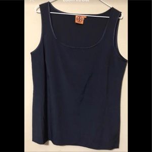 G - Tory Burch Navy Blue Silk Tank Top